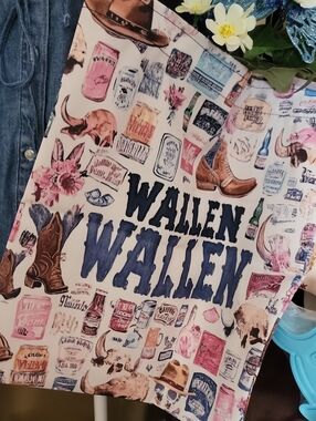 WALLEN White Western-Print Canvas Tote Bag with Black Straps